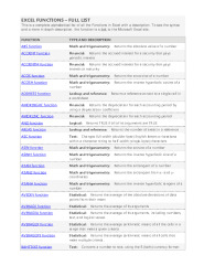 Full list of Excel functions